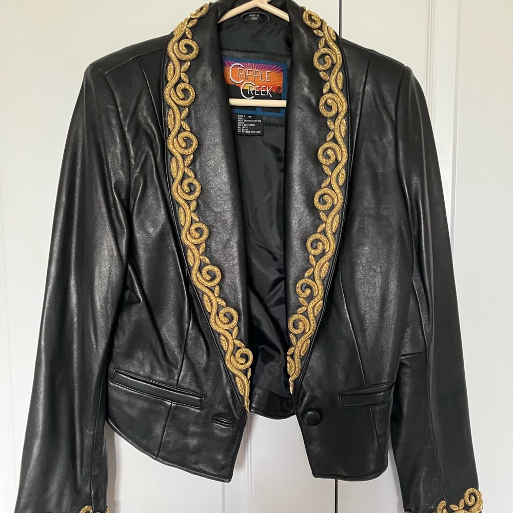 Ladies black leather jacket